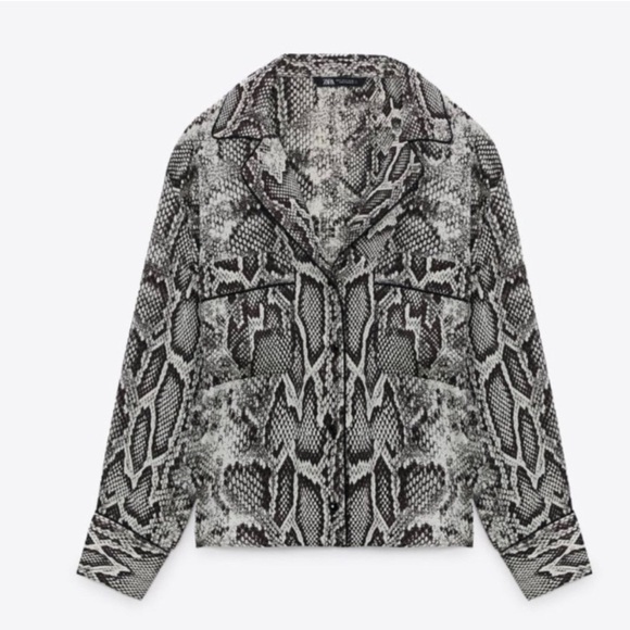 Zara Tops - Zara Women’s Snake Skin Button Down Satin Long Sleeve Blouse Size X Small